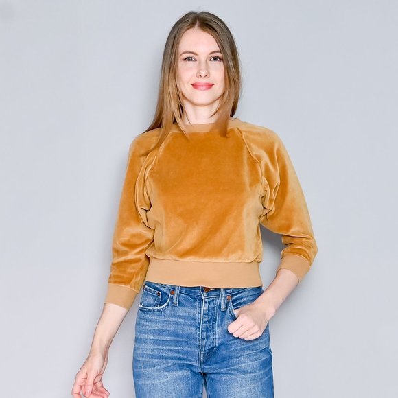 Suzie Kondi Tops - SUZIE KONDI The Saba Raglan Top in Tan Velour